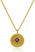 Satya Jewelry Birthstone Mandala February Amethyst Gold Pendant Necklace
