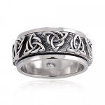 925 Oxidized Sterling Silver Triquetra Trinity Knot Celtic Weave Band Ring Men Women Unisex Size 10
