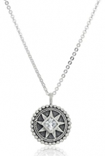 Satya Jewelry Birthstone Mandala April White Topaz Silver Pendant Necklace