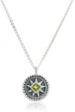 Satya Jewelry Birthstone Mandala August Peridot Silver Pendant Necklace