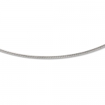 Italian 14k White Gold 2mm Round Omega Chain Necklace - 18 inches