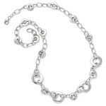 Italian 14k White Gold Polished Textured Necklace - 18 inches