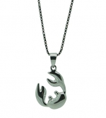 Sterling Silver Open Claw Crab Pendant Chain Necklace (I8 Inch)