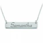 Bar Necklace Personalized Name Necklace Sterling Silver Custom Made Any Name (14 Inches)