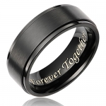 Cavalier Jewelers 8MM Men's Black Titanium Ring Wedding Band Engraved Forever Together [Size 11.5]
