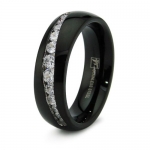 Black Stainless Steel Men's CZ Wedding Band w/ Personalized Engraving, Size 6