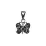 925 Sterling Silver Butterfly Marcasite accents Pendant