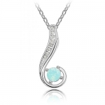 Sparkling Opalescent Green Colored and Clear Journey Charm Necklace 508
