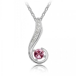 Sparkling Pink Colored and Clear Journey Charm Necklace 578