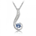 Sparkling Blue Colored and Clear Journey Charm Necklace 128