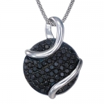Vir Jewels Sterling Silver Black Diamond Pendant (0.80 CT) With 18 Inch Chain