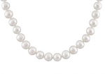 8.5-9.5mm White Freshwater Cultured Pearls Necklace Sterling Silver Ball Clasp Hand knotted (20 Inches)