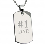 Stainless Steel Number 1 DAD Engraved Dog Tag Pendant