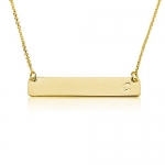 Bar Necklace Personalized Name Necklace Initial Bar Necklace 18k Gold Plated (18 Inches)