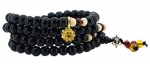 Handmade Tibetan Elastic 8mm Black Wood 108 Prayer Bead Wrap Bracelet Mala (Brass Rose)