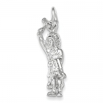 Sterling Silver Polished and Textured 3-d Indian Man Raised Arm Pendant - JewelryWeb