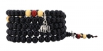 Handmade Tibetan Elastic 8mm Black Wood 108 Prayer Beads Wrap Bracelet Mala (Elephant)