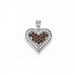 Sterling Silver Garnet & White Topaz Heart Pendant