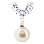 925 Sterling Silver Cubic Zirconia and Pearl Charm Pendant