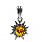 Amber Sterling Silver Very Small Tiny Sun Charm Pendant