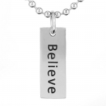 Women's Stainless Steel 'Believe' Inspirational Pendant Necklace - 24