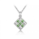 Sparkling Green Colored and Clear Rhombus Charm Necklace 297