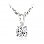 Silver Tone 1/2ct Cubic Zirconia Round Solitaire Necklace, 5mm