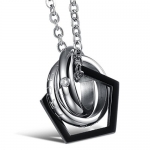 MoAndy Jewelry Stainless Steel Men's Fashion Necklace Pendant Neckwear Shinning Chains Circular Black