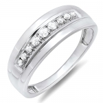 0.23 Carat (ctw) 10K White Gold Round Real Diamond Men's Wedding Anniversary Band Ring 1/4 CT (Size 8)