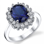 Solid Sterling Silver Kate Middleton's Engagement Ring with Simulated Sapphire Blue Color Cubic Zirconia 5