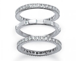 Platinum over Sterling Silver 3 Piece Cubic Zirconia Eternity Stack Bands - 7