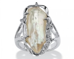 Sterling Silver Cultured Freshwater Biwa Pearl with White Topaz Accents Ring - 9