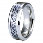 Superior Cobalt Ring Wedding Band w/ Dragon Inlay Design w/ Personalized Engraving