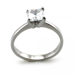 Stainless Steel Solitaire Princess Cut CZ Promise Ring - Size 6