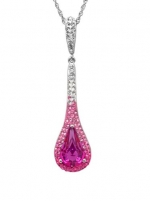 Sterling Silver Pink and White Ombre Crystal Drop Pendant with Swarovski Elements