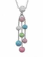 Sterling Silver Multi Colored Crystal Ball Necklace made with Swarovski Elements