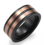 Stunning Two Tone Stainless Steel Ring 8mm Mens Band (Black Rose Gold) - Free Shipping (13)