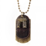 Vintage Arc de Triomphe Mens Leather Pendant Necklace Dog Tag Chain (Gold, Brown)