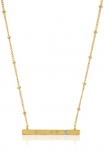Satya Jewelry Gold Celestial Bar White Topaz Pendant Necklace, 16 + 2 Extender