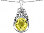 Star K Loving Mother and Family Pendant Round 10mm Simulated Yellow Sapphire