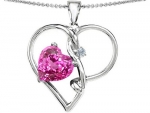 Star K 10mm Heart-Shaped Created Pink Sapphire Knotted Heart Pendant