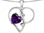 Star K 10mm Heart Shaped Simulated Amethyst Knotted Heart Pendant