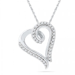 Platinum Plated Sterling Silver Round Diamond Heart Pendant (1/4 cttw)