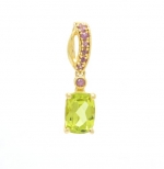 925 Sterling Silver Gold Tone Plated Peridot Pink Topaz Pendant With 18 inch Silver Chain