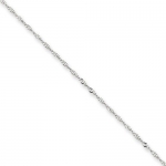 Sterling Silver 1.7 mm High Polish Diamond Cut Singapore Link Chain Necklace - 16 inches