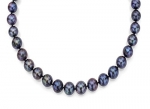 8.5-9.5mm Freshwater Cultured Dyed Black Pearl Necklace Strand Sterling Silver Clasp Handknotted 18