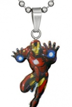 Marvel Comics Boys' Stainless Steel Ironman Figure Chain Pendant Necklace, 16