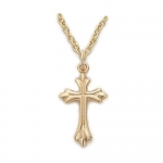 .925 Sterling Silver 14K Gold Plated Engraved Cross Necklace Mounted on 18 Gold Plated Chain