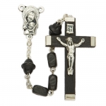 5mm Black Wood Beads and Madonna & Baby Center Rosary