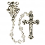 19 Inch Rosary With 4 Millimeter Filigree Silver Plated Beads And A Miraculous Center.
